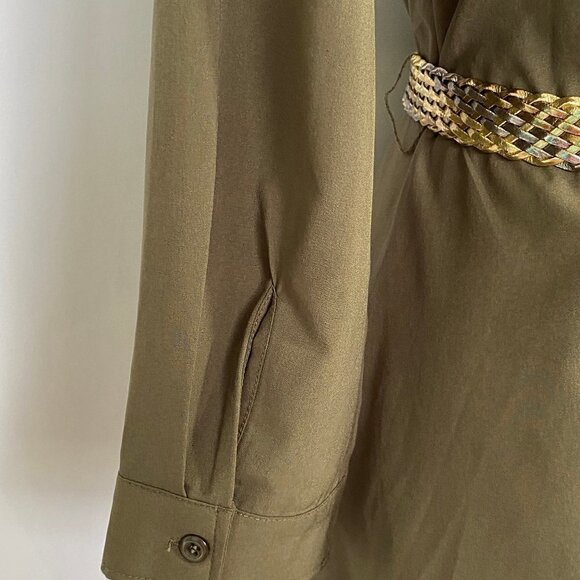 Everly Military Green Long Sleeve Button Front Dress Size S - Picture 9 of 13